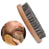 Natural Boar Hair Bristle Beard Mustache Brush Shaving Comb Men Face Massage Round Wood Handle Handmade Beard Brushes BH4467 DBC