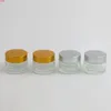 12 x 50g Pot en verre transparent Pot Crème de soin de la peau Bouteille rechargeable Conteneur cosmétique Outil de maquillage avec couvercle en plastique pour l'emballage de voyage