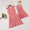 Bowknot check round collar parent-child outfit dress mother daughter matching clothes cotton mommy and me cotton dresses LJ201112
