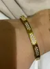 Bijoux de mode bracelet en diamant complet en acier inoxydable pour femmes femelles à deux rangées zirconi en pierre bracelets or silverrose gold6941692