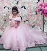 comunion baby rosa spets blomma flicka klänningar 2020 långa tåg första gemenskapens pageant klänningar fest födelsedag klänning tutu kjol