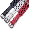 Verstellbares Hundehalsband, cooles, scharfes, mit Nieten besetztes Leder-Hundehalsband für mittelgroße und große Rassen, Pitbull, Mastiff, Boxer, Bully, 4 Größen, Q1119