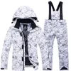 Meninos meninas à prova de vento engrossado inverno snowboard à prova dwaterproof água criança conjunto terno bolso quente jaqueta calças moda térmica snow3758621