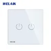 Welaik EU 2gang1way Wall-Touch-Switch Crystal-Glass-Panel-Switch Wall-Switch Intelligent-Light-Switch AC250V A1921CW T200605