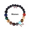 B1361 Rock Bead Elastic Natural Ston Gemston Bangl Universe Galaxy Black Lava Stone Bracelet 8 Planets 7 Chakra Bracelets