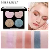 Miss Rose 4 Color Matte Shimmer Oogschaduw Palet Diamond Glitter Waterdicht Pigment Markeerstift Oogschaduw Poeder Oog Make-up Cosmetica