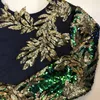 Vintage verde manga longa sereia sequins vestido sparkly elegante plus size brilhante festa noite africano longo vestidos para mulheres 201204