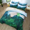 Natural Maple Forest Bedding Set 3 Parte Outono Rústico Outono Árvore Duveta Tampa Verde Woodland folhas Única cama king sets T200706