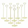10st Tabell Place Card Holder Table Number Holders Stands Heart Shape Po Picture Memo Clips for Wedding Party Decorations 2011303030