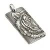 LINSION Deep Laser Gravé 999 Silver Tiger King DogTag High Details Mens Biker Punk Pendentif 9X027S Just Pendant279m