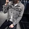 Giacca di jeans Uomo Giacche Motorcyle Foro Cappotto di jeans retrò Streetwear Giacca bomber hip-hop Cowboy Uomo Jean Chaqueta Hombre