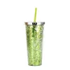 NEW24oz Tumblers Glitter Water Cup Cold Drink Cup Straight Double-layer Plastic Straw Mugs Electroplated Lid RRB13892