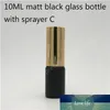 200 pcs/lot 10 ml, 15 ml, 20 ml, 30 ml, 50 ml flacon pulvérisateur en verre vide noir mat avec pulvérisateurs à brume fine pour huile essentielle