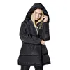 Зимние куртки женщины 90% белая утка вниз Parkas Свободные Fit Pit Plus Размер с капюшоном Средний длинный теплый повседневный розовый снег