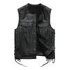 Gilet en cuir pour hommes 100% peau de vache Gilet de moto Biker Gilets en cuir Moto Gilet en cuir Taille asiatique M-5XL M435 201126