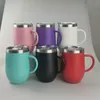 A 15 once HandGrip tazze uovo spruzzatura di plastica tazze colorate con manico in acciaio inox bottiglie d'acqua 6 colori bevendo caffè bricioli A12