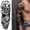 Manga de tatuaje temporal maorí tribal para hombres, mujeres, lobo adulto, tatuajes de león, pegatina negra, tortuga grande, Tiki, tatuajes falsos, suministros 3126852125