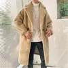 Mann Wollmischungen Mantel Mode Trend Langarm Strickjacke Knopf Fleece Oberbekleidung Designer Männlich Winter Neue Verdickung Lässige Wildleder Lange Mäntel