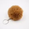 Multi Color 8cm Rabbit Fur Ball Keychain Pom Pom Plush Car Keychain Handbag Key Ring Pendant Key Chain Rings