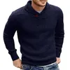 Blusas de masculino #e mens de malha sólida malha de malha de malha outono de inverno de manga longa colarinho de colarinho de colarinho branco