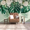 Aangepaste muur muurschildering 3d moderne kunst groen blad bloem po achtergrond schilderen woonkamer slaapkamer dineren decor wallpaper1