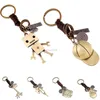 Rétro casquette de baseball porte-clés robot mobile girafe hibou coeur porte-clés porte-clés sac pend pendentifs bijoux de mode volonté et cadeau de sable