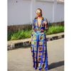 Roupas étnicas Roupas Africanas Mulheres Vestido Europeu Dashiki Imprimir Moda Sexy Casual Senhora Senhora Camisa Volta Volta Lareira Calças Set Plus Size1