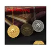 Andere mode -accessoires Vintage bronzen munten Piraat Charmserher Azteek Ketting Herenfilm Hangketting voor Lady Xmas Gift