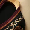2022 Vårens långärmad V Neck Black Paisley Print Stickad Blommig Heavy Brodery Paneled Cardigan Sweater Fashion Sweaters Coats 21D161103