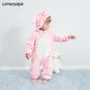 Animal Fox Cochon Rose Kigurumis Infant Romper Onesie doux chaud bébé vêtements mignon bébé garçons filles Onesies enfants Outfit Costume 201028