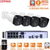 H.265 + 4CH 5MP PoE الأمن نظام كاميرا كيت سجل الصوت RJ45 5MP IP كاميرا في الهواء الطلق للماء CCTV مراقبة الفيديو NVR كيت مع 1TBHDD