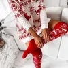 Noel çoraplarının uzun örme çorap kızlar için ladie kış örgü çorapları uyluk yüksek diz üstü 211221