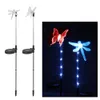 4 Pack LED Solar Garden Stake Light Color-Changing Butterfly, Dragonfly With Luminous Stake Outdoor Garden Decor Figurines Light Landscape L