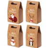 Julklappsäckar Xmas vintage Kraft Paper Apple Candy Case Party Presentväska hand inslaget paket dekoration party favorit leveranser zgy806