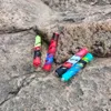 Großhandel Glas FDA Silikon One Hitter Pfeifen Tabak Rauchen Kräuterpfeife Schlauch 90mm Zigarettenspitze Dugout Tabak Kräuterpfeifen Schneller Versand