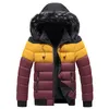 Kurtka zimowa mężczyźni moda futro kołnierz mężczyzna wyściełany parka męskie patchwork Grube kurtki i płaszcze Man Windbreaker Parkas M-5XL 201114