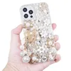 iPhone Case 13 12 11 Pro Max Mini XS XR X 8 7 6S PLUS Женщины Sparkly Rhinestone Diamond Flower Clear Cover