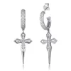Männer Frauen Unisex Mode Ohrringe Neues Design Gold Silber Farbe CZ Kreuz Ohrringe Creolen für Hochzeit Party Schönes Geschenk für Freund