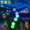 Sconto Solar Smart Light Control Wave Ball Wind Chime Style Corridoio Decorazione Lampada a sospensione Perline Pannello solare nero Luci colorate