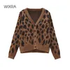 Wixra 2021 Ny tröja Autumn Leopard Cardigan Women Casual Loose Female Knited Open Stitch Jumpers Street Wear 210204