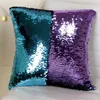 Multi Color Sequin Pillow Case Framsida 2 Färger Mix Sequins Baksidigt Satin Kuddehölje Heminredning Kasta Kuddar Nya 7 6pc L2