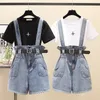 Plus Size 2-teiliges kurzes Set Sommer Süße koreanische Baumwoll-T-Shirt-Tops und Shorts 2-teilige Sets Damenbekleidung zweiteilige Outfits T200325