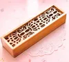 100PCS Vintage Style Convenient Hollow Wood Pencil Case Jewelry Storage Box Wooden Organizer Drawer Pen Holder School Gift SN3561