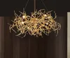 Modern Luxury Aluminum Chandelier Light LED Gold Curved Tree Branch Hanging Lamp Art Deco Living Room Dining Table Villa Home