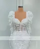 Vestidos elegant de noiva underbara spetsar sjöjungfru bröllopsklänning långärmad applikationer pärlstav vintage brudklänning