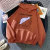 Hipopotam Cartoon Druku Bluzy Mężczyzna Streetwear Oversize Fleece Ubrania Z Kapturem Mężczyzna Harajuku Bajki Oversize Hip Hop Bluzy H1227