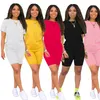 Nouveau Plus la taille 2X été femmes noir survêtement costume short de sport deux pièces ensemble à manches courtes T-shirt shorts tenues décontracté blanc rouge survêtements 3504