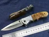 DA72 Pocket Folding Blade Camping Kniv 5CR13MOV Satin Blades Wood + Steel Handle Survival Knives