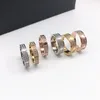 Volledige Diamond Titanium Staal Zilver Liefde Ring Mannen Vrouwen Rose Gouden Ringen Liefhebbers Paar Designer Ringen Sieraden gift
