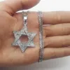 Kolye Kolyeleri Dini Menorah ve David Je Yıldızı Kolye Paslanmaz Çelik 35mmcuban Zincir Hip Hop Bling Jewlery M1619395